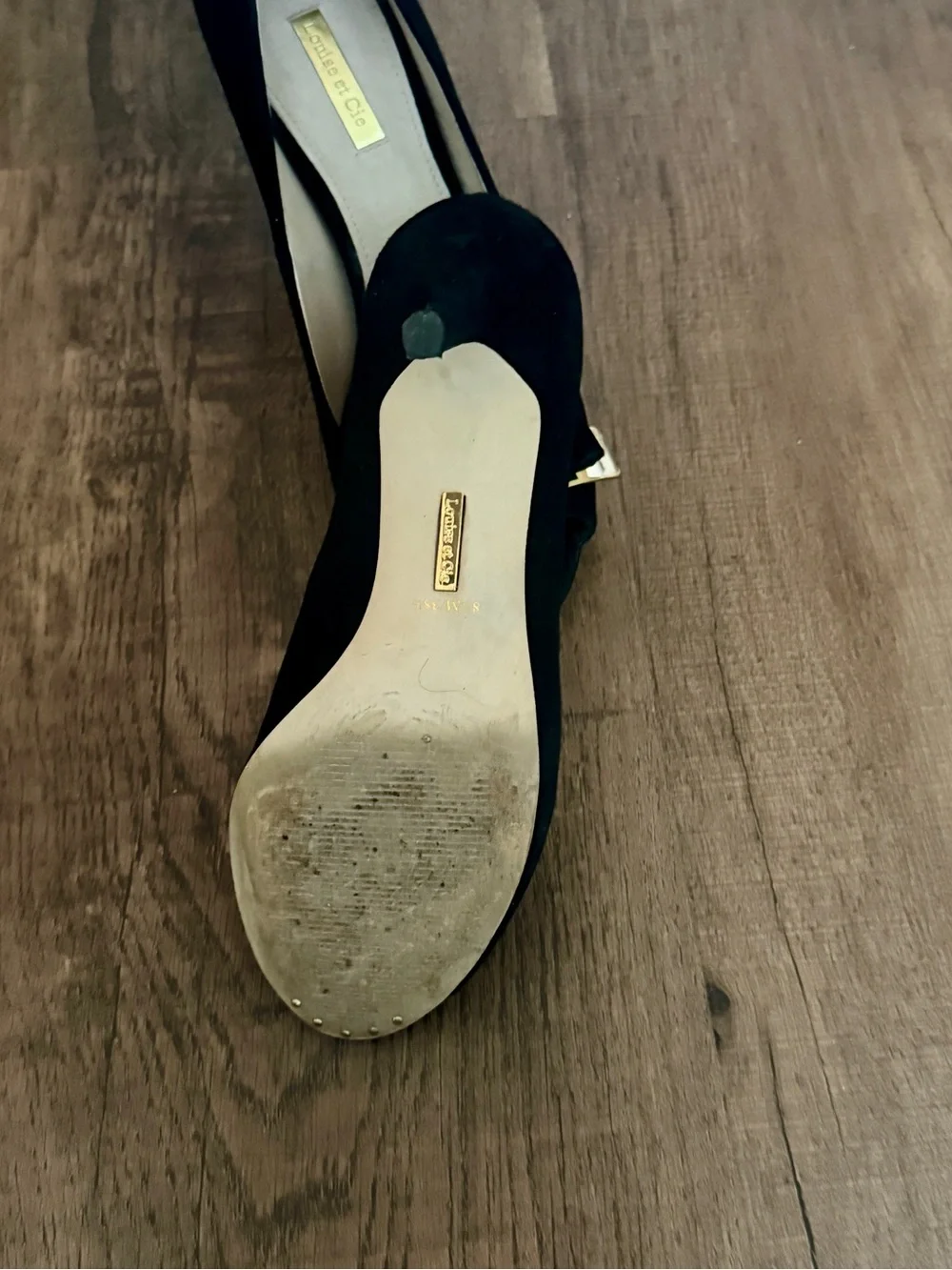 Black Women's Dress Pumps with Gold Accent 8.5 Leather and Suede